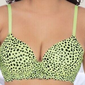 No Boundaries Nobo Green Cheetah Convertible Bra 34DD